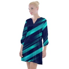 Blue Neon Lines, Blue Background, Abstract Background Open Neck Shift Dress by nateshop