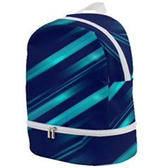 Blue Neon Lines, Blue Background, Abstract Background Zip Bottom Backpack by nateshop