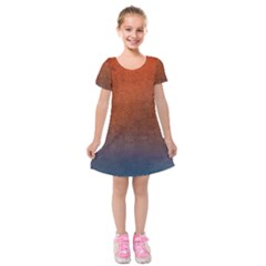 Orange To Blue, Abstract, Background, Blue, Orange, Kids  Short Sleeve Velvet Dress by nateshop