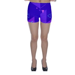 Purple Geometric Abstraction, Purple Neon Background Skinny Shorts by nateshop