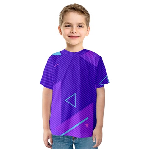 Purple Geometric Abstraction, Purple Neon Background Kids  Sport Mesh T-shirt by nateshop