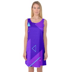 Purple Geometric Abstraction, Purple Neon Background Sleeveless Satin Nightdress by nateshop