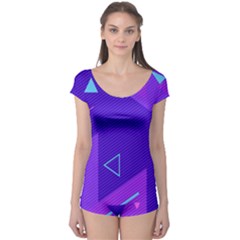 Purple Geometric Abstraction, Purple Neon Background Boyleg Leotard  by nateshop