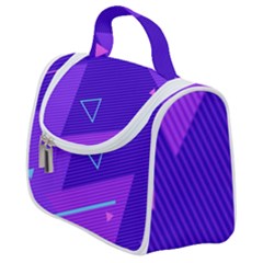 Purple Geometric Abstraction, Purple Neon Background Satchel Handbag by nateshop