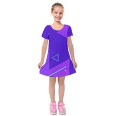 Purple Geometric Abstraction, Purple Neon Background Kids  Short Sleeve Velvet Dress by nateshop