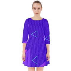 Purple Geometric Abstraction, Purple Neon Background Smock Dress by nateshop