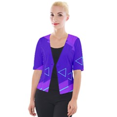 Purple Geometric Abstraction, Purple Neon Background Cropped Button Cardigan by nateshop