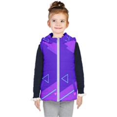 Purple Geometric Abstraction, Purple Neon Background Kids  Hooded Puffer Vest by nateshop