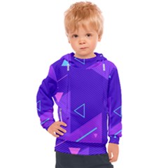 Purple Geometric Abstraction, Purple Neon Background Kids  Hooded Pullover by nateshop