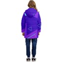 Purple Geometric Abstraction, Purple Neon Background Kids  Hooded Longline Puffer Jacket View4