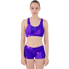 Purple Geometric Abstraction, Purple Neon Background Work It Out Gym Set by nateshop