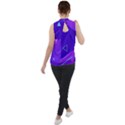 Purple Geometric Abstraction, Purple Neon Background Mock Neck Chiffon Sleeveless Top View2