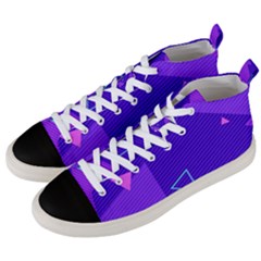 Purple Geometric Abstraction, Purple Neon Background Men s Mid-top Canvas Sneakers by nateshop