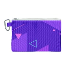 Purple Geometric Abstraction, Purple Neon Background Canvas Cosmetic Bag (medium) by nateshop