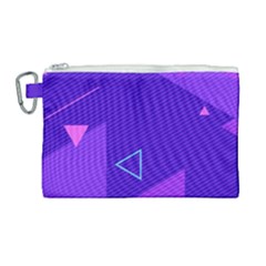 Purple Geometric Abstraction, Purple Neon Background Canvas Cosmetic Bag (large) by nateshop