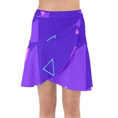 Purple Geometric Abstraction, Purple Neon Background Wrap Front Skirt by nateshop