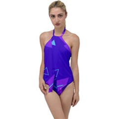 Purple Geometric Abstraction, Purple Neon Background Go With The Flow One Piece Swimsuit by nateshop