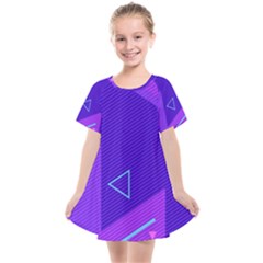 Purple Geometric Abstraction, Purple Neon Background Kids  Smock Dress by nateshop