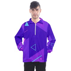 Purple Geometric Abstraction, Purple Neon Background Men s Half Zip Pullover by nateshop