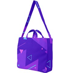 Purple Geometric Abstraction, Purple Neon Background Square Shoulder Tote Bag by nateshop