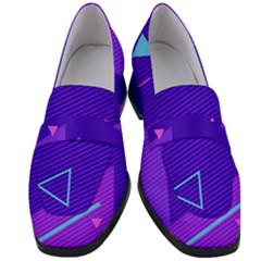 Purple Geometric Abstraction, Purple Neon Background Women s Chunky Heel Loafers by nateshop