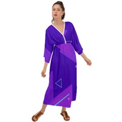 Purple Geometric Abstraction, Purple Neon Background Grecian Style  Maxi Dress by nateshop