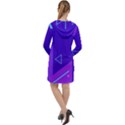 Purple Geometric Abstraction, Purple Neon Background Long Sleeve Hoodie Dress View2