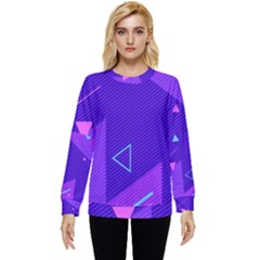 Purple Geometric Abstraction, Purple Neon Background Hidden Pocket Sweatshirt by nateshop