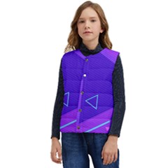 Purple Geometric Abstraction, Purple Neon Background Kid s Button Up Puffer Vest	 by nateshop