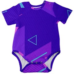 Purple Geometric Abstraction, Purple Neon Background Baby Short Sleeve Bodysuit by nateshop