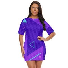 Purple Geometric Abstraction, Purple Neon Background Just Threw It On Dress by nateshop