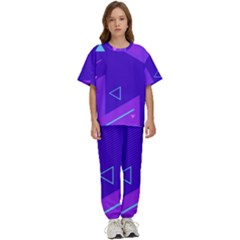 Purple Geometric Abstraction, Purple Neon Background Kids  T-shirt And Pants Sports Set by nateshop