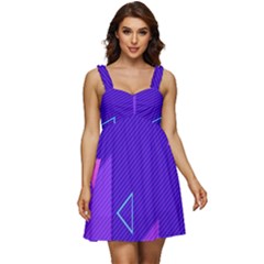 Purple Geometric Abstraction, Purple Neon Background Ruffle Strap Babydoll Chiffon Dress by nateshop