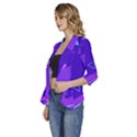 Purple Geometric Abstraction, Purple Neon Background Women s 3/4 Sleeve Ruffle Edge Open Front Jacket View2