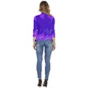 Purple Geometric Abstraction, Purple Neon Background Women s 3/4 Sleeve Ruffle Edge Open Front Jacket View4