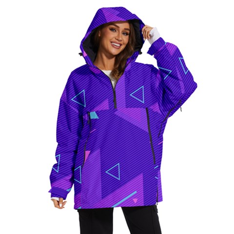 Purple Geometric Abstraction, Purple Neon Background Women s Ski And Snowboard Jacket