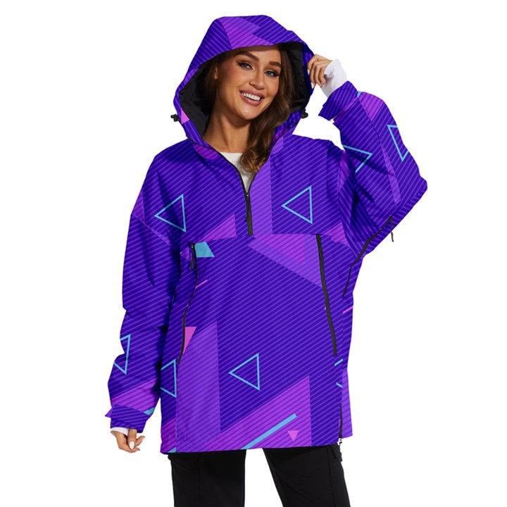 Purple Geometric Abstraction, Purple Neon Background Women s Ski and Snowboard Jacket