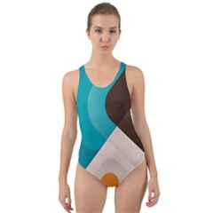 Retro Colored Abstraction Background, Creative Retro Cut-out Back One Piece Swimsuit by nateshop