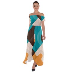 Retro Colored Abstraction Background, Creative Retro Off Shoulder Open Front Chiffon Dress by nateshop