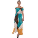 Retro Colored Abstraction Background, Creative Retro Off Shoulder Open Front Chiffon Dress View1