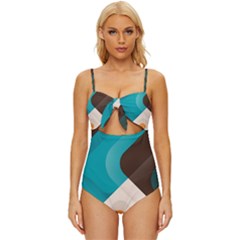 Retro Colored Abstraction Background, Creative Retro Knot Front One-piece Swimsuit by nateshop