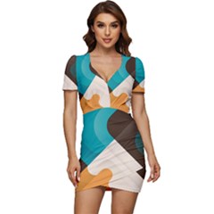 Retro Colored Abstraction Background, Creative Retro Low Cut Cap Sleeve Mini Dress by nateshop