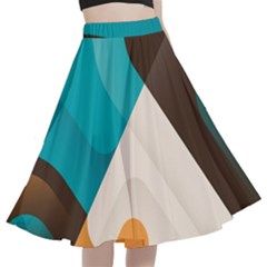 Retro Colored Abstraction Background, Creative Retro A-line Full Circle Midi Skirt With Pocket by nateshop