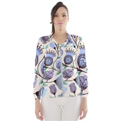 Retro Texture With Birds Women s Windbreaker by nateshop