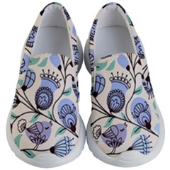 Retro Texture With Birds Kids Lightweight Slip Ons by nateshop