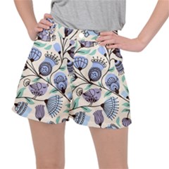 Retro Texture With Birds Women s Ripstop Shorts by nateshop