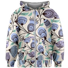 Retro Texture With Birds Kids  Zipper Hoodie Without Drawstring by nateshop