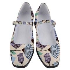 Retro Texture With Birds Women s Mary Jane Shoes