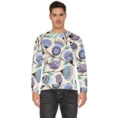 Retro Texture With Birds Men s Fleece Sweatshirt by nateshop