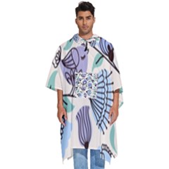 Retro Texture With Birds Men s Hooded Rain Ponchos by nateshop